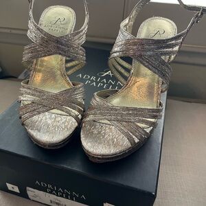 Adrianna Papell Metallic Strappy Heels